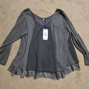 Tempo Paris Charcoal and Gray Women's Blouse